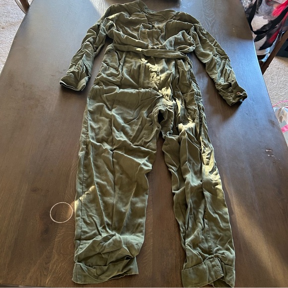 Anthropologie Preston utility jumpsuit belted olive green button down - Picture 11 of 13